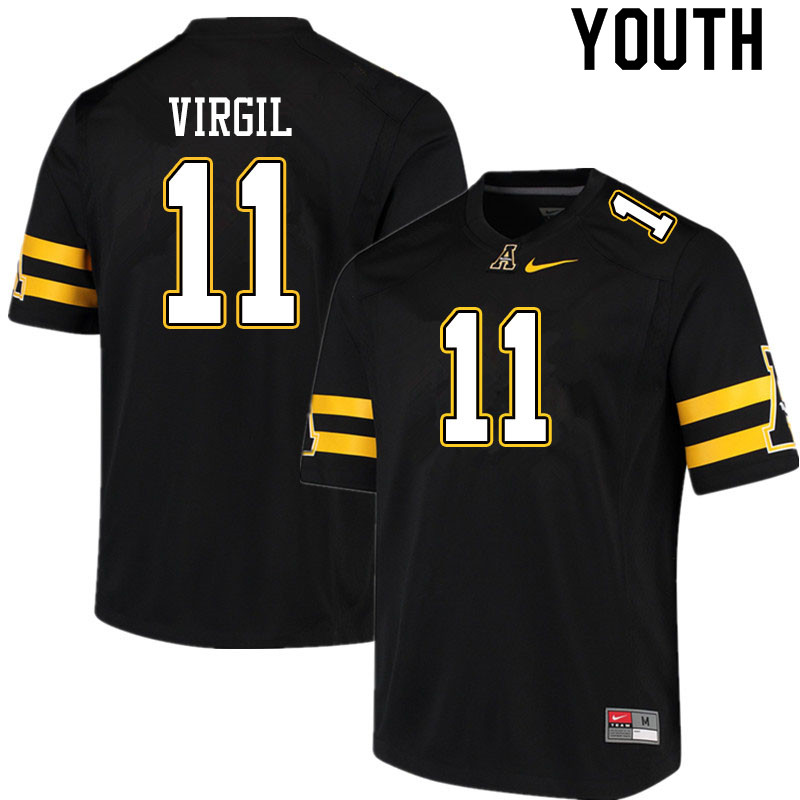 Youth #11 Jalen Virgil Appalachian State Mountaineers College Football Jerseys Sale-Black